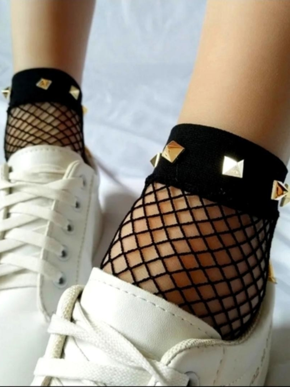 Rock Stud Socks Anklet - Black . Fit 5-11 Us
